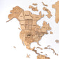 Wooden 3D World Wall Map • Light Colour